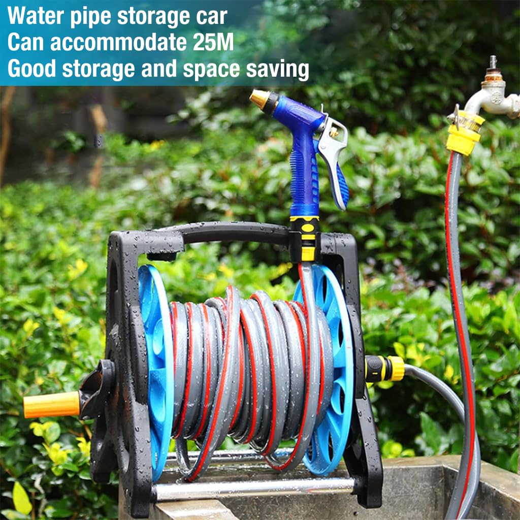 HASTHIP Hose Reel for Garden Hose with Pipe Connector, Labor Saving Hose Reel Hose Holder Gardening, Landscaping, Car Washing, Maximum Length 25m HASTHIP Hose Reel for Garden Hose with Pipe Connector, Labor Saving Hose Reel Hose Holder Gardening, Landscaping, Car Washing, Maximum Length 25m